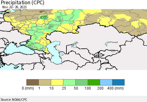 Russian Federation Precipitation (CPC) Thematic Map For 11/20/2023 - 11/26/2023