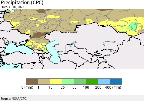 Russian Federation Precipitation (CPC) Thematic Map For 12/4/2023 - 12/10/2023