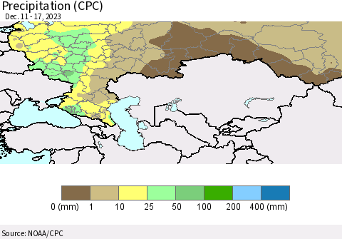 Russian Federation Precipitation (CPC) Thematic Map For 12/11/2023 - 12/17/2023