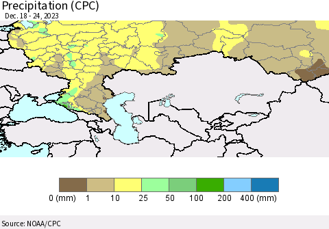 Russian Federation Precipitation (CPC) Thematic Map For 12/18/2023 - 12/24/2023