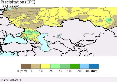 Russian Federation Precipitation (CPC) Thematic Map For 2/5/2024 - 2/11/2024