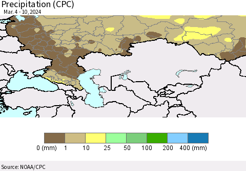 Russian Federation Precipitation (CPC) Thematic Map For 3/4/2024 - 3/10/2024