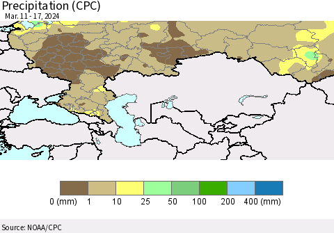 Russian Federation Precipitation (CPC) Thematic Map For 3/11/2024 - 3/17/2024