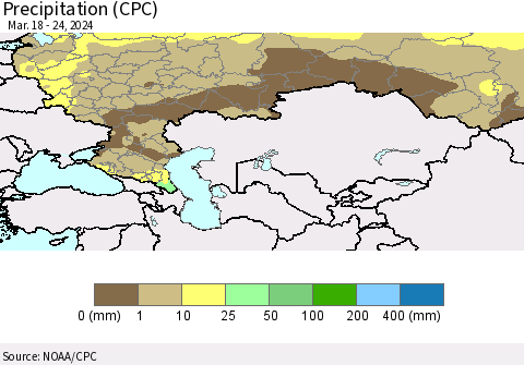 Russian Federation Precipitation (CPC) Thematic Map For 3/18/2024 - 3/24/2024