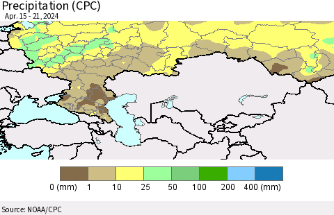 Russian Federation Precipitation (CPC) Thematic Map For 4/15/2024 - 4/21/2024