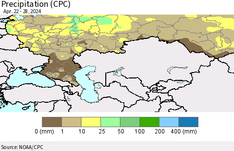 Russian Federation Precipitation (CPC) Thematic Map For 4/22/2024 - 4/28/2024