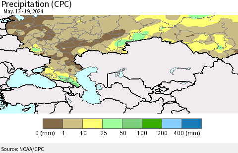 Russian Federation Precipitation (CPC) Thematic Map For 5/13/2024 - 5/19/2024