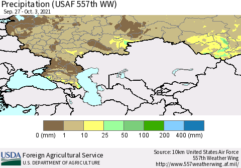 Russian Federation Precipitation (USAF 557th WW) Thematic Map For 9/27/2021 - 10/3/2021