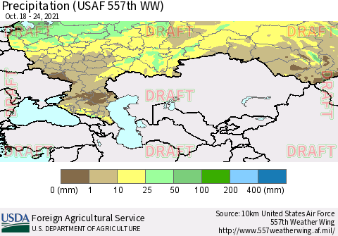 Russian Federation Precipitation (USAF 557th WW) Thematic Map For 10/18/2021 - 10/24/2021