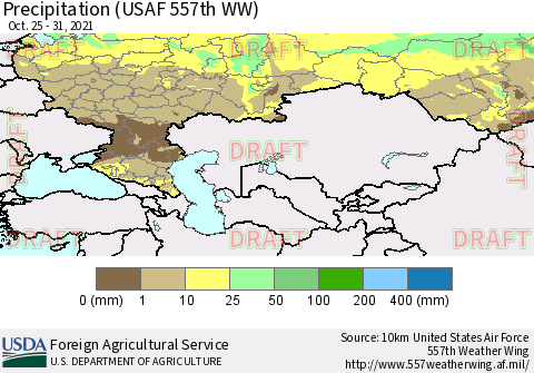 Russian Federation Precipitation (USAF 557th WW) Thematic Map For 10/25/2021 - 10/31/2021