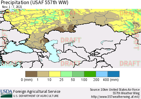 Russian Federation Precipitation (USAF 557th WW) Thematic Map For 11/1/2021 - 11/7/2021