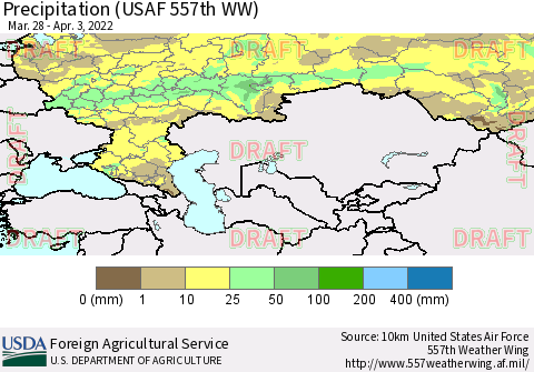 Russian Federation Precipitation (USAF 557th WW) Thematic Map For 3/28/2022 - 4/3/2022