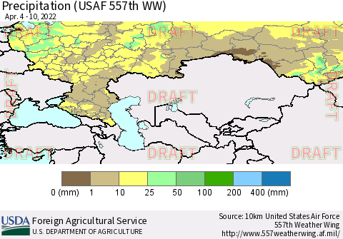 Russian Federation Precipitation (USAF 557th WW) Thematic Map For 4/4/2022 - 4/10/2022