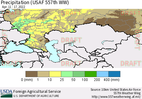 Russian Federation Precipitation (USAF 557th WW) Thematic Map For 4/11/2022 - 4/17/2022