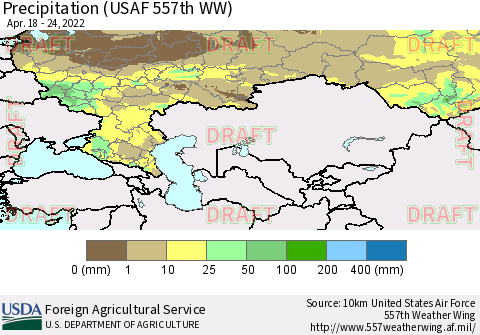 Russian Federation Precipitation (USAF 557th WW) Thematic Map For 4/18/2022 - 4/24/2022