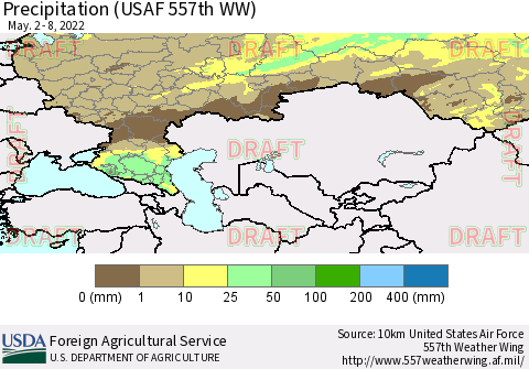 Russian Federation Precipitation (USAF 557th WW) Thematic Map For 5/2/2022 - 5/8/2022