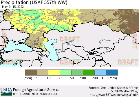 Russian Federation Precipitation (USAF 557th WW) Thematic Map For 5/9/2022 - 5/15/2022