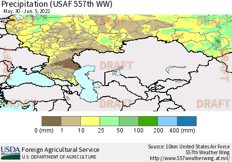 Russian Federation Precipitation (USAF 557th WW) Thematic Map For 5/30/2022 - 6/5/2022