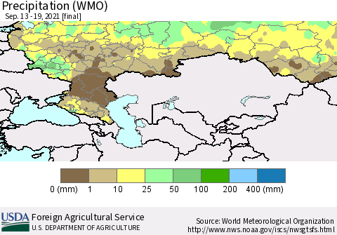 Russian Federation Precipitation (WMO) Thematic Map For 9/13/2021 - 9/19/2021