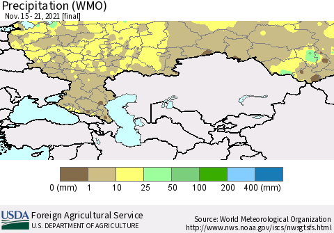 Russian Federation Precipitation (WMO) Thematic Map For 11/15/2021 - 11/21/2021