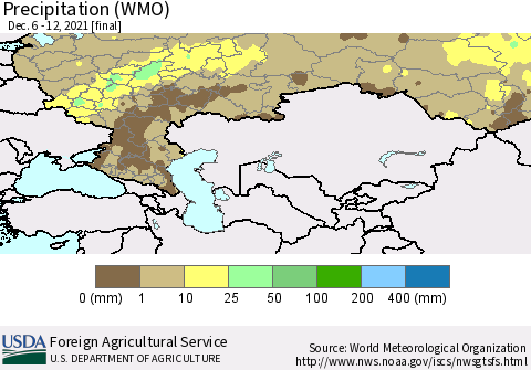 Russian Federation Precipitation (WMO) Thematic Map For 12/6/2021 - 12/12/2021