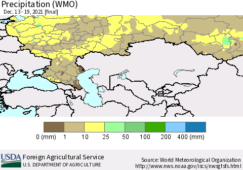 Russian Federation Precipitation (WMO) Thematic Map For 12/13/2021 - 12/19/2021