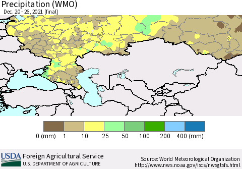 Russian Federation Precipitation (WMO) Thematic Map For 12/20/2021 - 12/26/2021