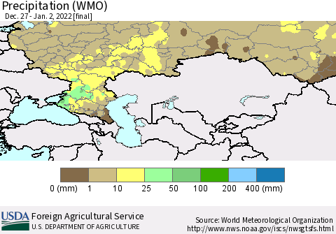Russian Federation Precipitation (WMO) Thematic Map For 12/27/2021 - 1/2/2022