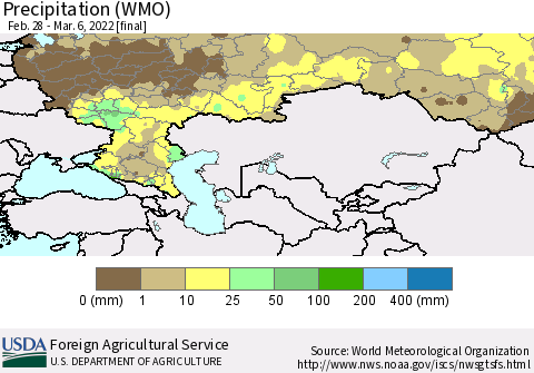 Russian Federation Precipitation (WMO) Thematic Map For 2/28/2022 - 3/6/2022