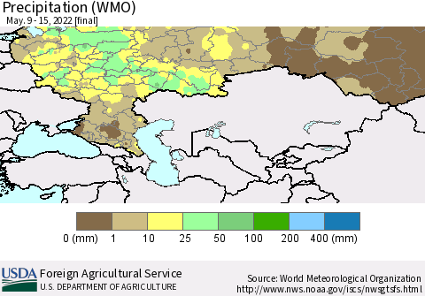 Russian Federation Precipitation (WMO) Thematic Map For 5/9/2022 - 5/15/2022
