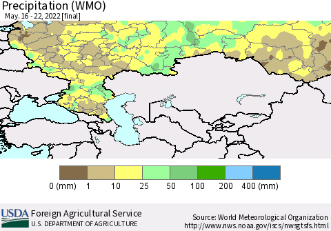 Russian Federation Precipitation (WMO) Thematic Map For 5/16/2022 - 5/22/2022