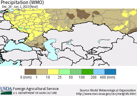 Russian Federation Precipitation (WMO) Thematic Map For 12/26/2022 - 1/1/2023