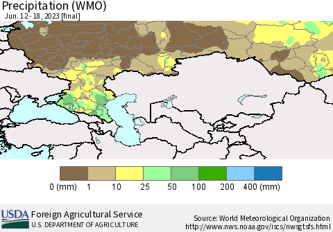 Russian Federation Precipitation (WMO) Thematic Map For 6/12/2023 - 6/18/2023