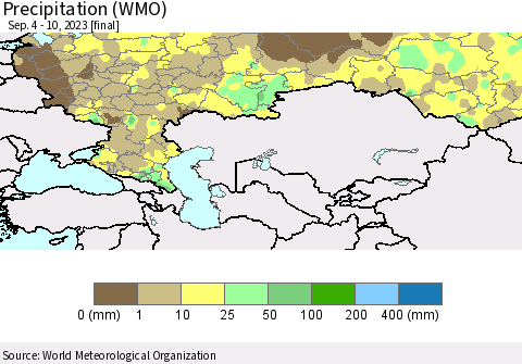 Russian Federation Precipitation (WMO) Thematic Map For 9/4/2023 - 9/10/2023