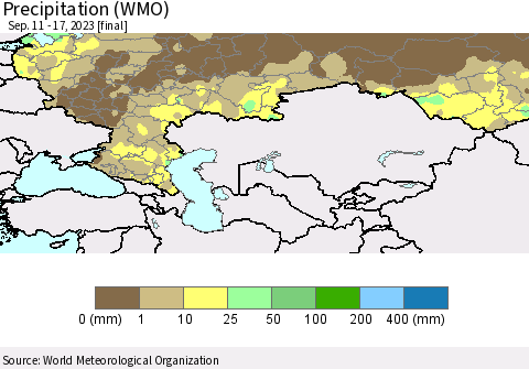 Russian Federation Precipitation (WMO) Thematic Map For 9/11/2023 - 9/17/2023