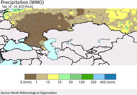Russian Federation Precipitation (WMO) Thematic Map For 9/18/2023 - 9/24/2023