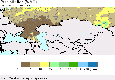 Russian Federation Precipitation (WMO) Thematic Map For 9/25/2023 - 10/1/2023
