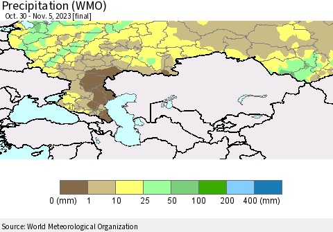 Russian Federation Precipitation (WMO) Thematic Map For 10/30/2023 - 11/5/2023