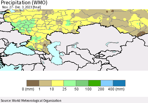 Russian Federation Precipitation (WMO) Thematic Map For 11/27/2023 - 12/3/2023