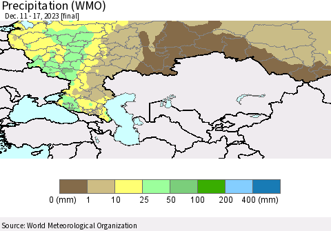 Russian Federation Precipitation (WMO) Thematic Map For 12/11/2023 - 12/17/2023