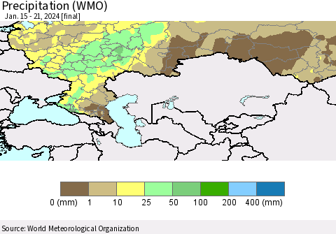 Russian Federation Precipitation (WMO) Thematic Map For 1/15/2024 - 1/21/2024