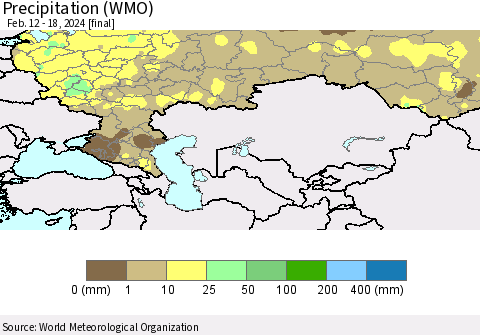 Russian Federation Precipitation (WMO) Thematic Map For 2/12/2024 - 2/18/2024