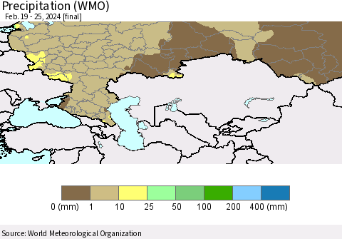 Russian Federation Precipitation (WMO) Thematic Map For 2/19/2024 - 2/25/2024