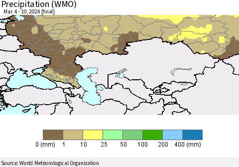 Russian Federation Precipitation (WMO) Thematic Map For 3/4/2024 - 3/10/2024