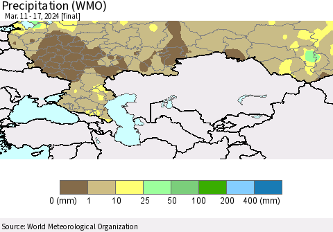 Russian Federation Precipitation (WMO) Thematic Map For 3/11/2024 - 3/17/2024