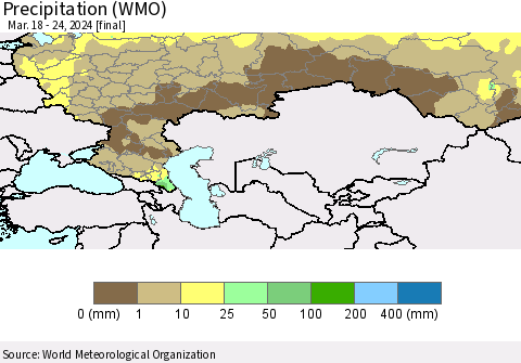 Russian Federation Precipitation (WMO) Thematic Map For 3/18/2024 - 3/24/2024