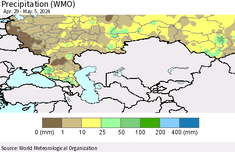 Russian Federation Precipitation (WMO) Thematic Map For 4/29/2024 - 5/5/2024