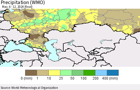 Russian Federation Precipitation (WMO) Thematic Map For 5/6/2024 - 5/12/2024