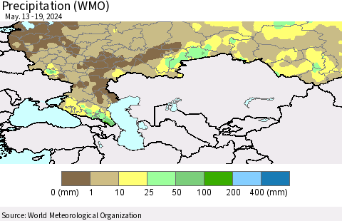 Russian Federation Precipitation (WMO) Thematic Map For 5/13/2024 - 5/19/2024