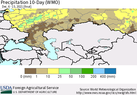 Russian Federation Precipitation 10-Day (WMO) Thematic Map For 12/6/2021 - 12/15/2021